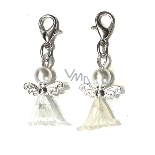 Anioł z kryształu z białą spódnicą 14 x 24 mm 1 sztuka Anioł z kryształu z białą spódnicą 14 x 24 mm 1 sztuka