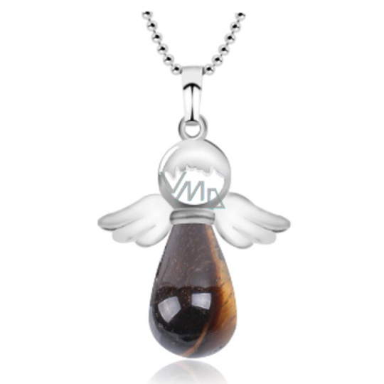 Tygří oko anděl přívěsek přírodní kámen 4,2 x 3 cm, kámen slunce a země, přináší štěstí a bohatství