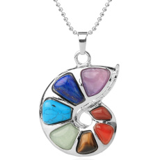 7 čaker přívěsek ve tvaru spirály z přírodního kamene 4,2 x 4,2 cm 1 kus