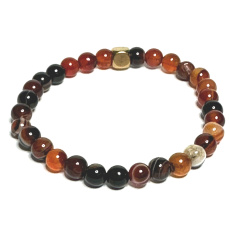 Sardonyx náramek elastický přírodní kámen, kulička 6 mm / 16 - 17 cm, kámen štěstí a životní síly