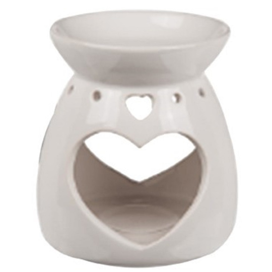 Emocio Aromalampa keramická bílá se srdíčkem 100 x 130 mm