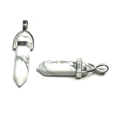 Magnezit / Howlit białe wahadło sześciokątny pryzmat naturalny kamień 41 x 13 mm, oczyszczony kamień