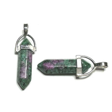 Anyolit / Rubín v Zoisitu kyvadlo šestihran přívěsek přírodní kámen 41 x 13 mm, ulevuje v období smutku