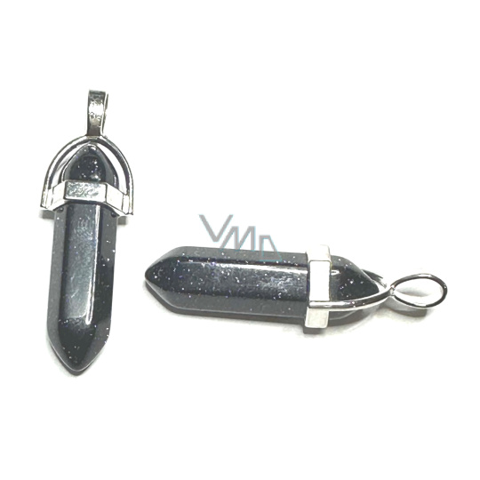 Goldstone modrý Avanturin kyvadlo šestihran přívěsek přírodní kámen 41 x 13 mm, kámen ambicí Goldstone modrý Avanturin kyvadlo šestihran přívěsek přírodní kámen 41 x 13 mm, kámen ambicí