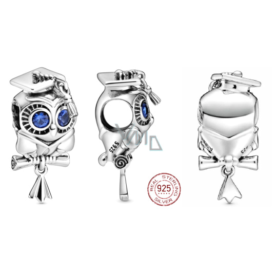 Charm Sterlingové stříbro 925 Gradace - Moudrá sova, Absolvent korálek na náramek gradace