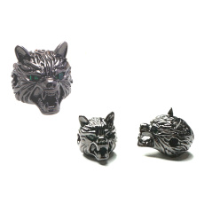 Głowa Wilka Srebrny Metalowy Zawieszka do Bransoletki 12 x 12 mm