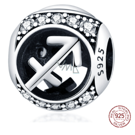 Charm Sterlingové stříbro 925 znamení zvěrokruhu Střelec + zirkony, korálek na náramek Charm Sterlingové stříbro 925 znamení zvěrokruhu Střelec + zirkony, korálek na náramek