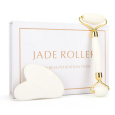 Křemen Gua Sha 5 x 8 cm + váleček masážní 14 x 5,5 cm redukuje vrásky, otoky, zlepšuje pružnost pokožky, sada
