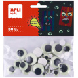 Apli Oczy ruchome samoprzylepne świecące w ciemności mix rozmiarów 50 sztuk