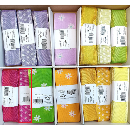 Ditipo Stuha látková Flora růžová s bílými puntíky 3 m x 25 mm