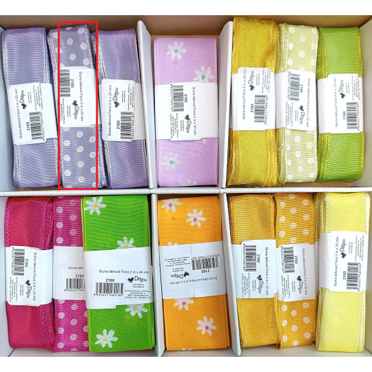 Ditipo Stuha látková Flora fialová s bílými puntíky 3 m x 25 mm