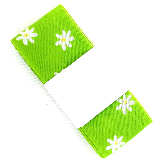 Ditipo Stuha látková Flora zelená bílá kvítečka 2 m x 40 mm