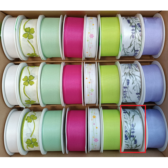 Ditipo Stuha látková Spring bílá s levandulí 3 m x 25 mm