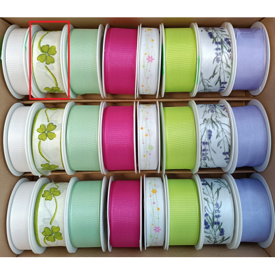 Ditipo Stuha látková Spring čtyřlístky 3 m x 25 mm