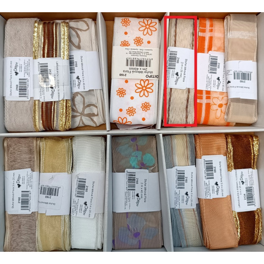 Ditipo Stuha látková Flora béžová hnědé nitky na stranách 3 m x 25 mm