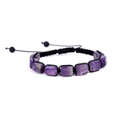Ametyst náramek přírodní kámen, ručně pletený, nastavitelná velikost, kámen králů a biskupů
