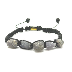 Tanzanit surowy naszyjnik naturalny kamień, rząd pleciony, regulowany rozmiar