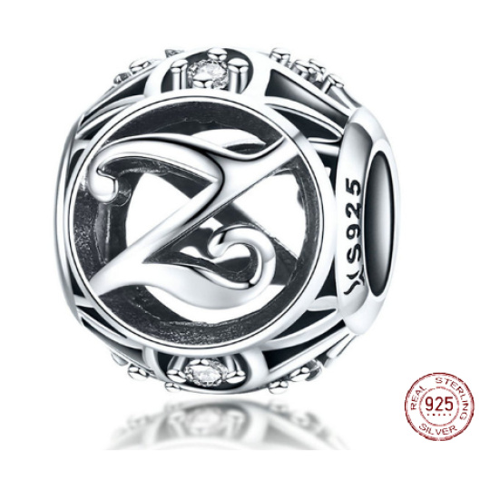 Charm Sterlingové stříbro 925 Kouzelná abeceda písmeno Z + zirkony, korálek na náramek