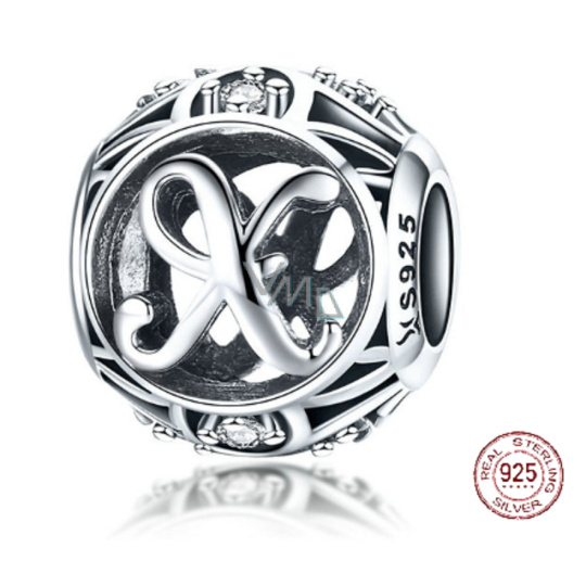 Charm Sterlingové stříbro 925 Kouzelná abeceda písmeno X + zirkony, korálek na náramek Charm Sterlingové stříbro 925 Kouzelná abeceda písmeno X + zirkony, korálek na náramek