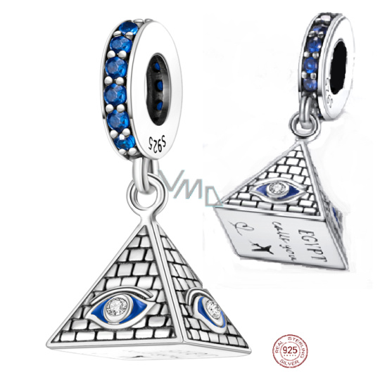 Charm Sterlingové stříbro 925 Egypt - volá vám - Pyramida, Horovo oko, přívěsek na náramek cestování