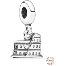 Zawieszka ze srebra próby 925 Koloseum w Rzymie, charms do bransoletki podróżniczej