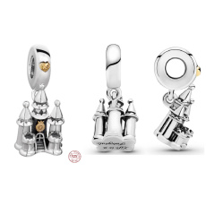 Charm Sterlingové stříbro 925 Disney zámek - Život je pohádka, přívěsek na náramek