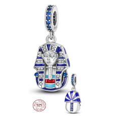 Charm Sterlingové stříbro 925 Egypt Faraon Tutanchamonovo kouzlo, přívěsek na náramek cestování Charm Sterlingové stříbro 925 Egypt Faraon Tutanchamonovo kouzlo, přívěsek na náramek cestování