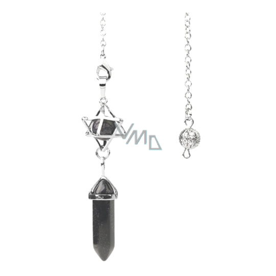 Goldstone modrý Avanturin Merkaba kyvadlo, přívěsek přírodní kámen 71 x 8 x 8 mm, kámen ambicí