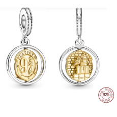 Charm Sterlingové stříbro 925 Harry Potter - 9 a 3/4, Hedvika, otáčecí přívěsek na náramek, film