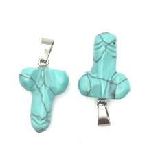 Tyrkenit Penis do szczęścia, przywieszek naturalny kamień ręcznie szlifowany ok. 11 x 22 mm, kamień młodych ludzi, szuka życiowego celu
