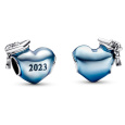 Charm Sterlingové stříbro 925 Gradace - modré promoční srdce 2023, Absolvent korálek na náramek