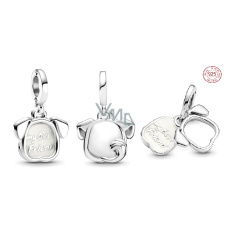 Charm Sterlingové stříbro 925 Můj pejsek - můj nejlepší přítel, pes, 2v1 přívěsek na náramek mazlíček