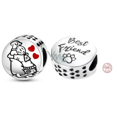 Charm Sterlingové stříbro 925 Psí přítel - navěky, korálek na náramek mazlíček