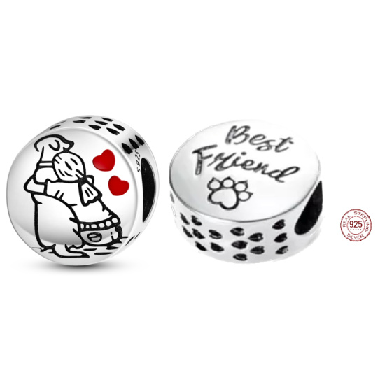 Charm Sterlingové stříbro 925 Psí přítel - navěky, korálek na náramek mazlíček
