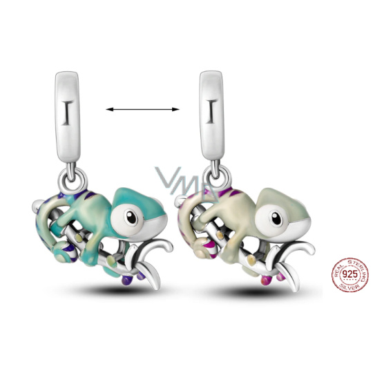 Charm Sterlingové stříbro 925 Chameleon, mění barvu na teplo, přívěsek na náramek zvíře