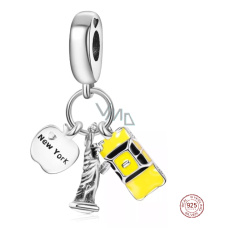 Charm Sterlingové stříbro 925 USA I Love New York Socha Svobody, 3v1 přívěsek na náramek cestování
