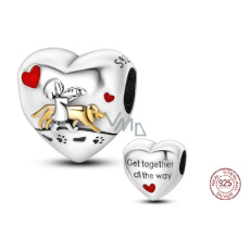 Charm Sterlingové stříbro 925 Pes a já - spojte se po celou cestu, korálek na náramek mazlíček
