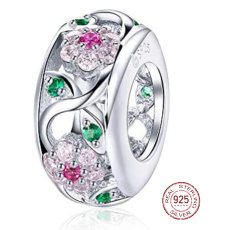 Charm Srebrna 925 Kwiatowa natura, koralik na bransoletkę natura