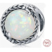 Charm Sterlingové stříbro 925 Minimalistická réva, Opál syntetický, korálek na náramek, symbol