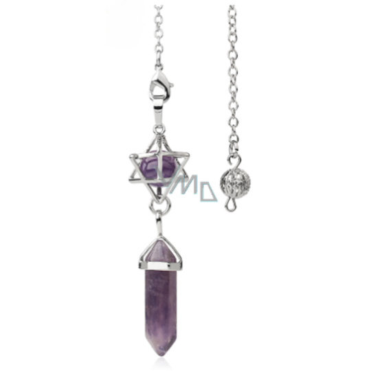 Ametyst Merkaba + kyvadlo, přívěsek přírodní kámen 71 x 8 x 8 mm, , kámen králů a biskupů