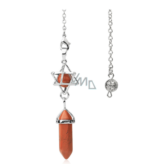 Jaspis Merkaba + kyvadlo, přívěsek přírodní kámen 71 x 8 x 8 mm