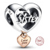 Zawieszka ze srebra próby 925 Serce i napis Kocham Cię Siostro - Love you Sister, koralik do bransoletki rodzina