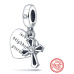 Charm Sterlingové stříbro 925 Náboženská kouzla Kříž a jmenovka 2v1, přívěsek na náramek