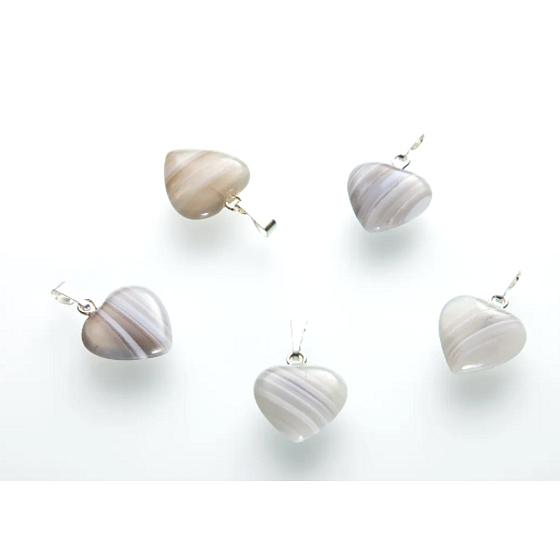 Achát šedý Srdce přívěsek přírodní kámen 15 mm, 1 kus