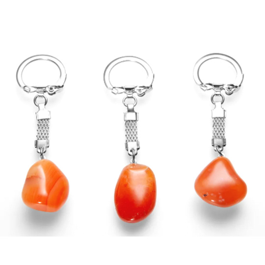 Karneol Troml přívěsek klíčenka přírodní kámen, cca 10 cm, 1 kus, Učí nás tady a teď