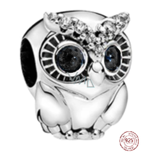Charm Sterlingové stříbro 925 Moudrá sova, korálek na náramek zvíře