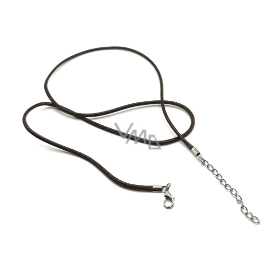 Voskovaná šňůrka hnědá s karabinkou délka 45 x 1,5 cm 1 kus