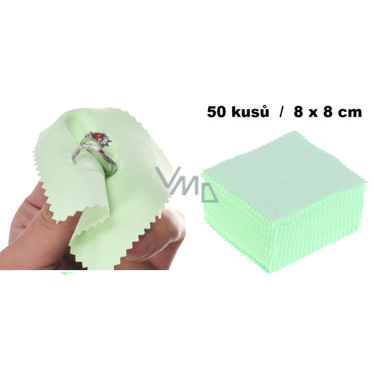 Čisticí utěrka - hadřík na stříbro zelená 8 x 8 cm 50 kusů