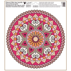 Okenní fólie bez lepidla Červeno-růžová mandala 30 x 33,5 cm