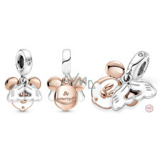 Charm Sterlingové stříbro 925 Disney Mickey Mouse - buď sám sebou, 2v1 přívěsek na náramek, film
